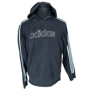 Adidas Men's Black Stiped White Long Sleeve Hoodie Sweatshirt Medium
